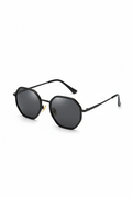 Black sunglasses with dark lenses on a white background